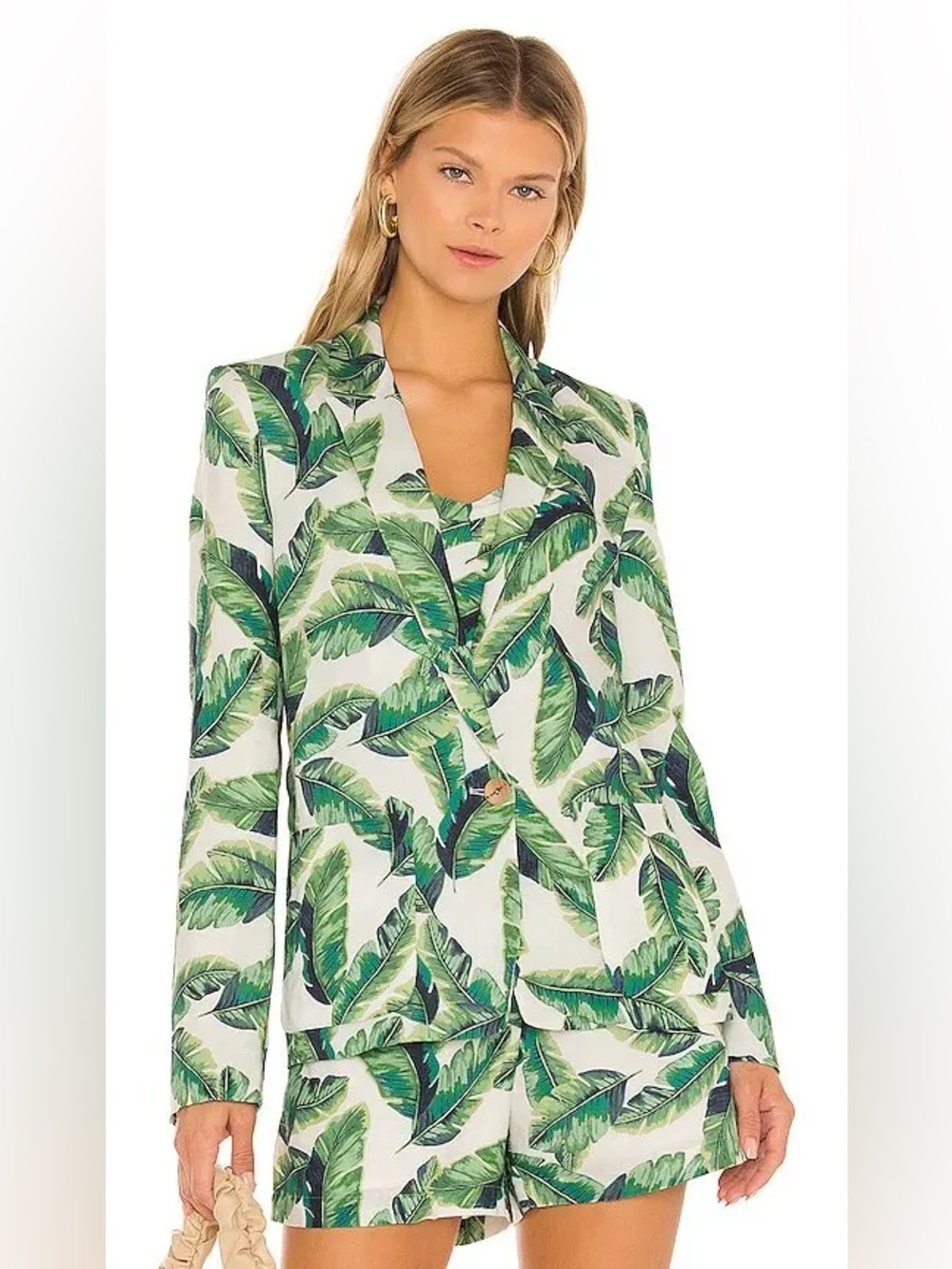 Amanda Uprichard linen palm blazer Wallace blazer green size S